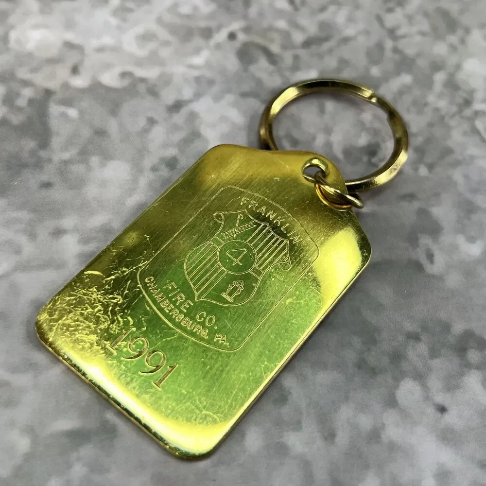 Keychain Vintage Franklin Fire Co No 4 Chambersburg PA Brass Keychain 1991 2.5